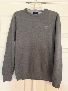 GANT Gray Textured Crewneck Sweater